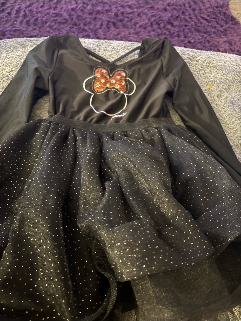 Disney Black Sparkle Minnie Costume Dress with Orange Sequin Bow
